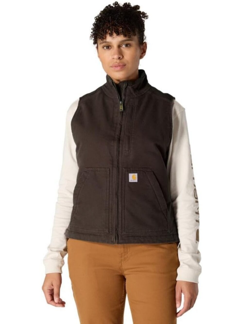 Cozy Women's Washed Duck Mock Neck Vest - Perfect for Layering & Outdoor Style